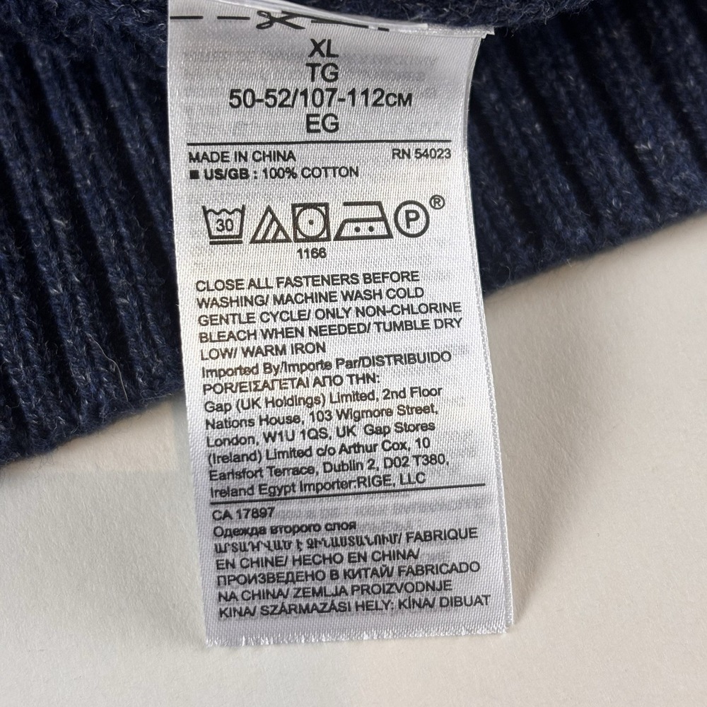 Banana Republic XL Blue Men Cardigan Sweater Button Up Organic Cotton Knit Heavy - Picture 7 of 8